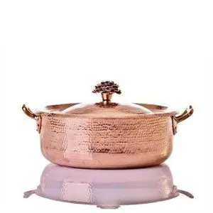 Amoretti Brothers copper casserole with flower lid